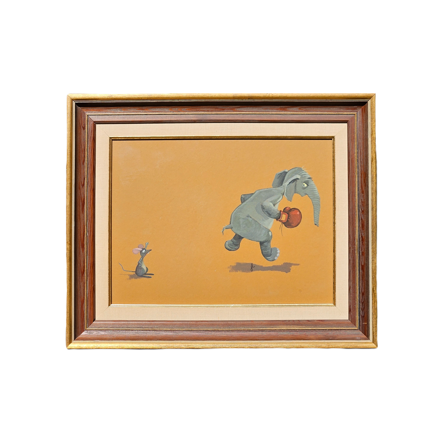 John Laughlin Gouache Boxing Elephant and Mouse