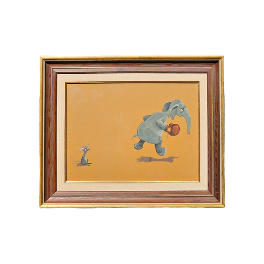 John Laughlin Gouache Boxing Elephant and Mouse