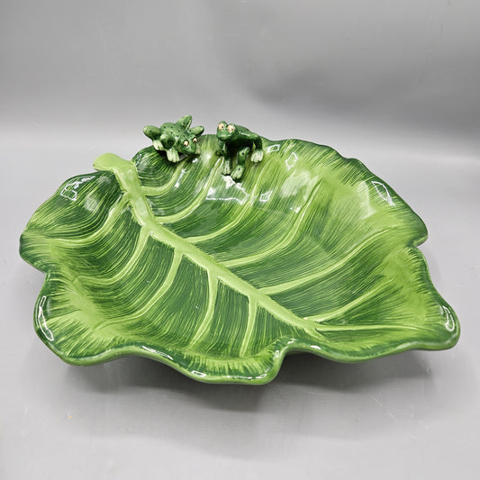 Lotus China Leaf Form Platter with Frogs