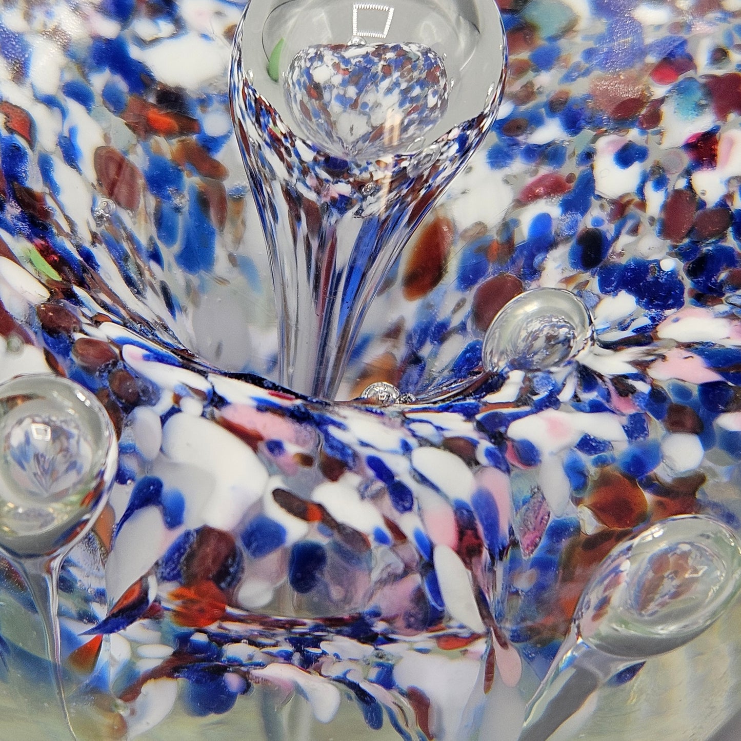 Vintage Floral Blue & white Confetti Glass Paperweight