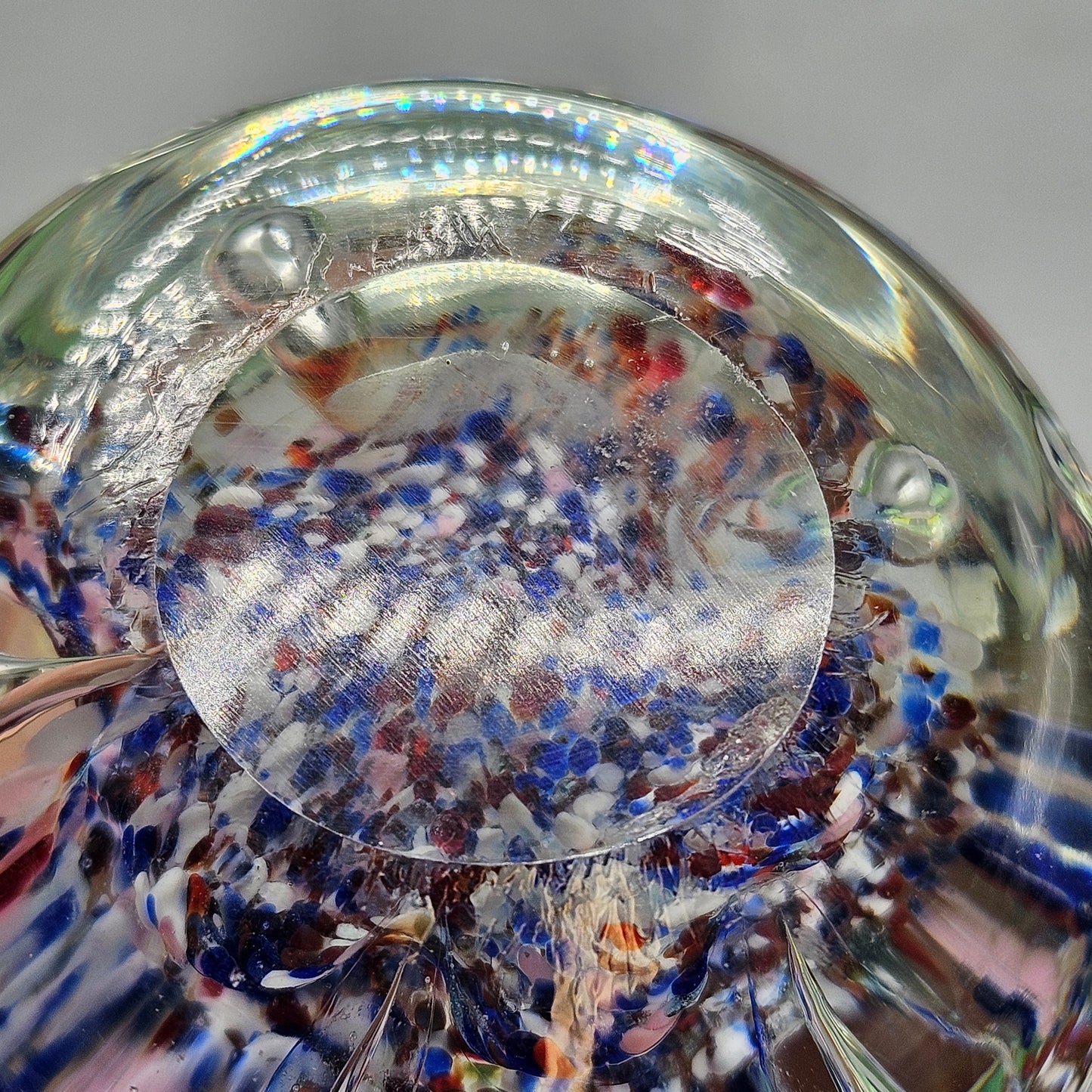 Vintage Floral Blue & white Confetti Glass Paperweight