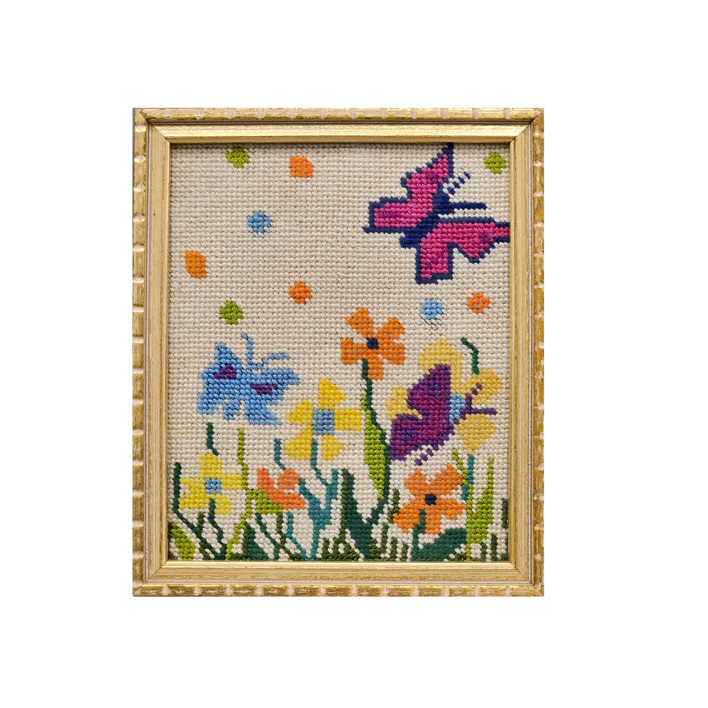 Framed Artwork - Needlepoint Butterflies and Flowers