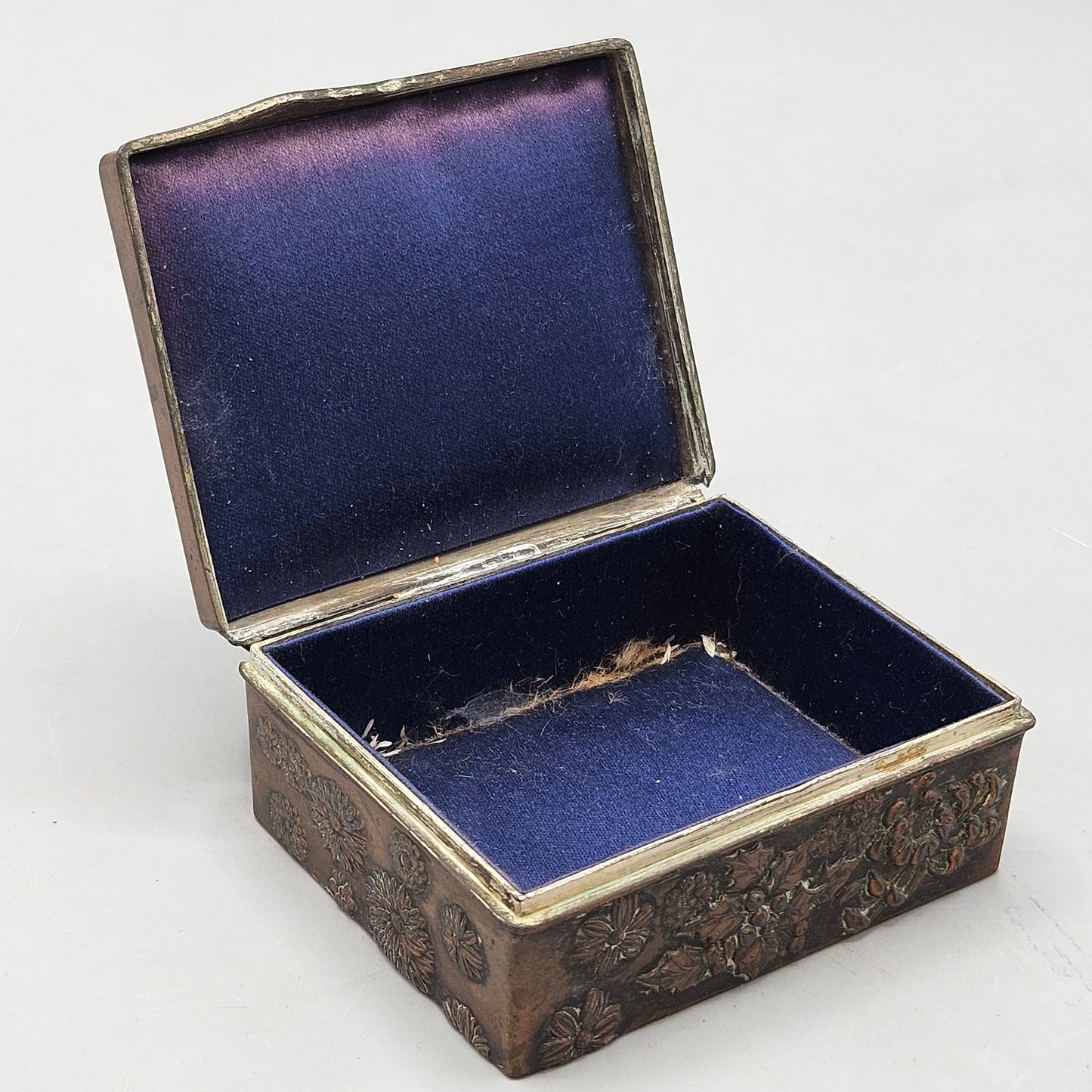 Antique Japanese Silvered Bronze Chrysanthemum Box