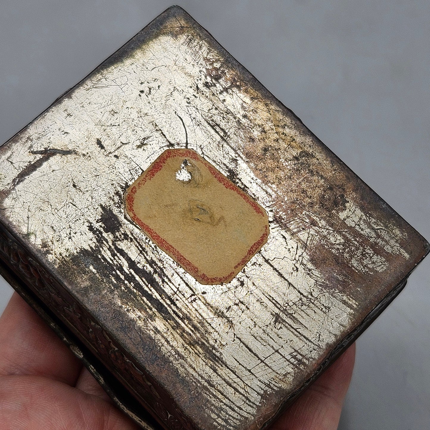 Antique Japanese Silvered Bronze Chrysanthemum Box