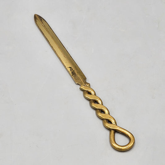 Brass Letter Opener with Twist Handle