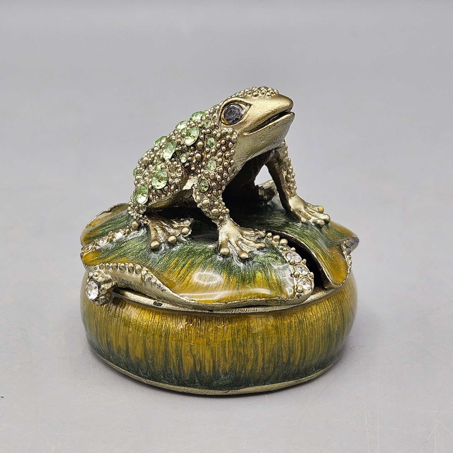 Jay Strongwater Style Enameled Trinket Box with Frog