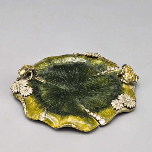 Jay Strongwater Style Enameled Plate with Frog