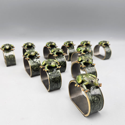 Jay Strongwater Style Enameled Napkin Rings - Set of Twelve