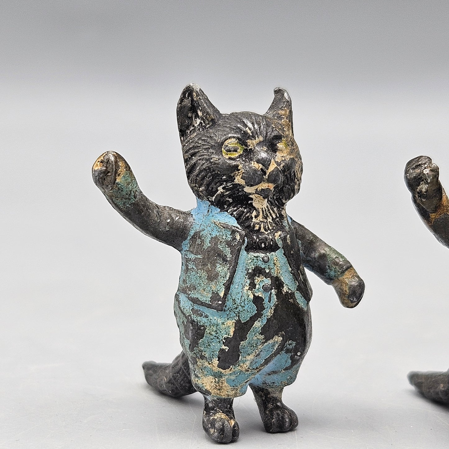 Antique Cold Painted Cast Metal Cat Musician Figures - Set of Four