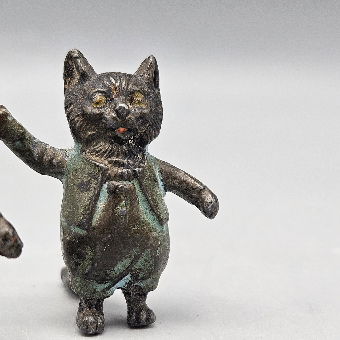 Antique Cold Painted Cast Metal Cat Musician Figures - Set of Four