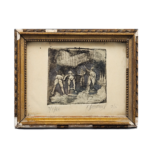 1966 Hand-Colored Miniature Etching Signed Ascrizzi