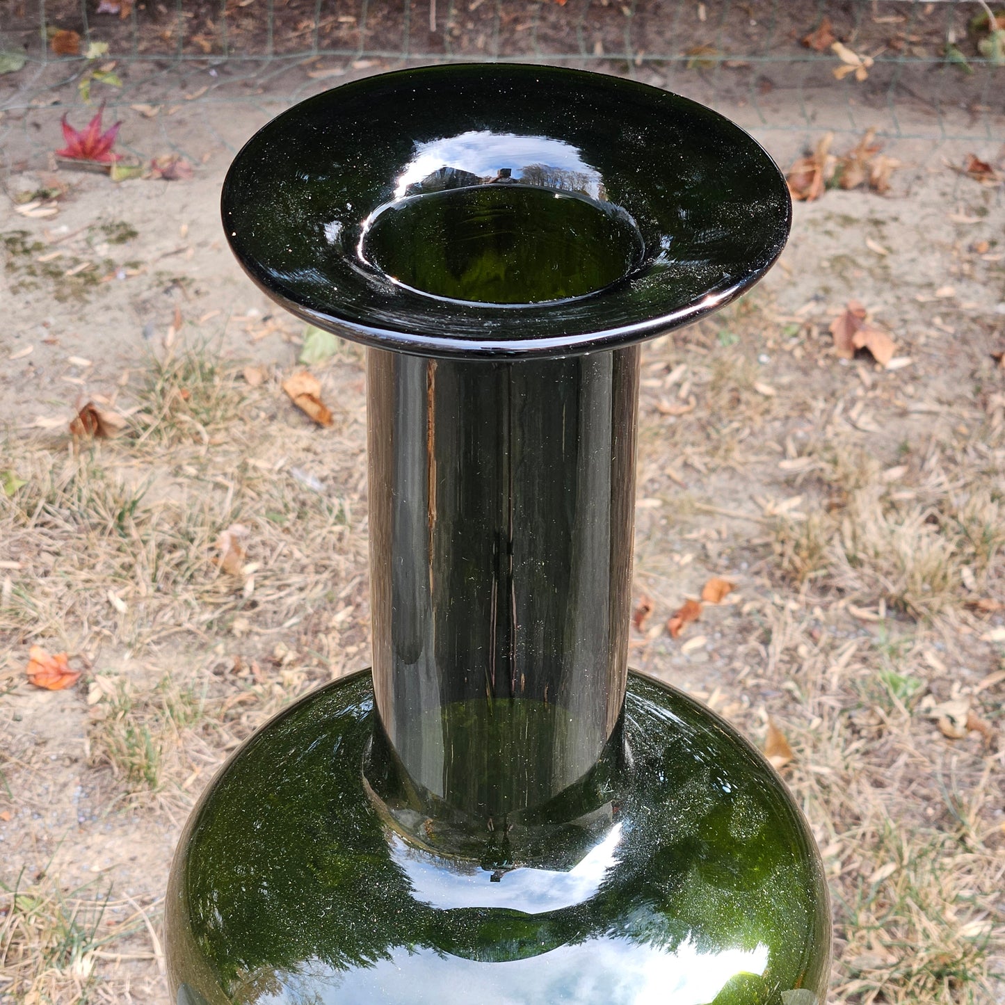 Large Dark Green Otto Brauer for Holmegaard Gulvvase Vase