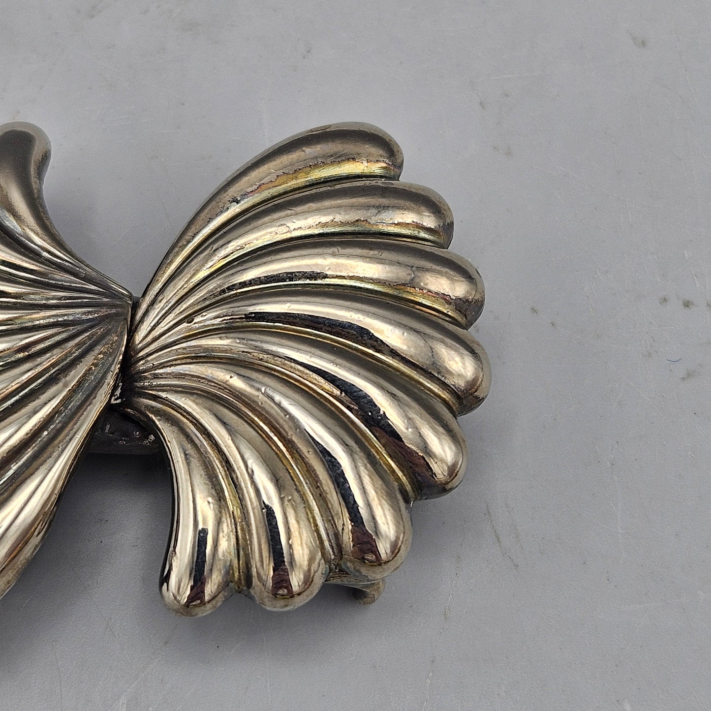 Vintage Mimi Di N Silver Tone Wave Belt Buckle Pair