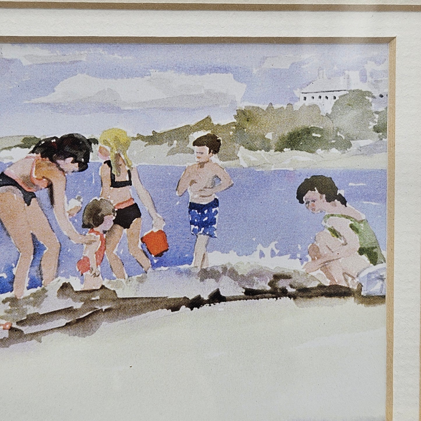 Artwork Print of Children on the Beach Signed Carson