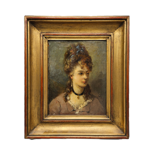 Impressionist Oil on Board Portrait of a Woman