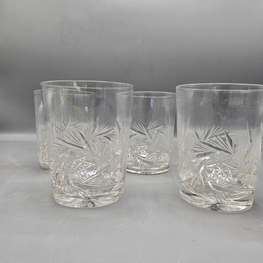 Vintage Cut Crystal Old Fashioned Glasses - Set of Four