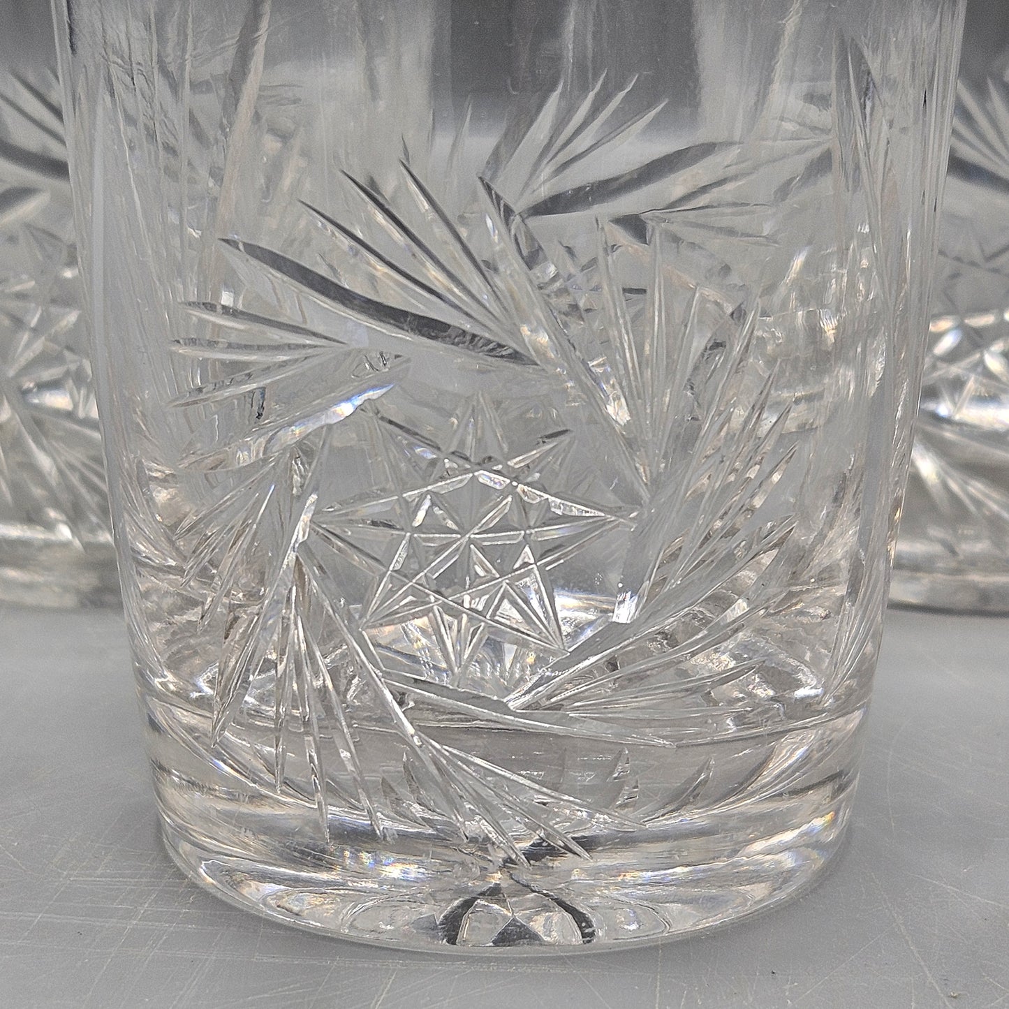 Vintage Cut Crystal Old Fashioned Glasses - Set of Four