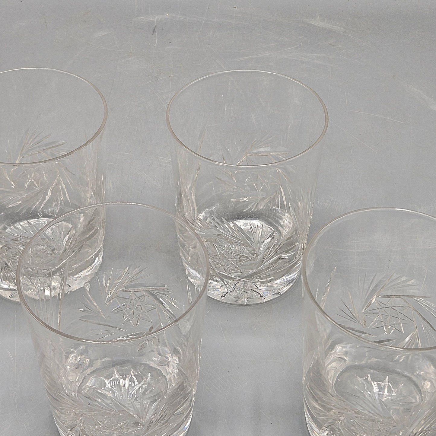 Vintage Cut Crystal Old Fashioned Glasses - Set of Four