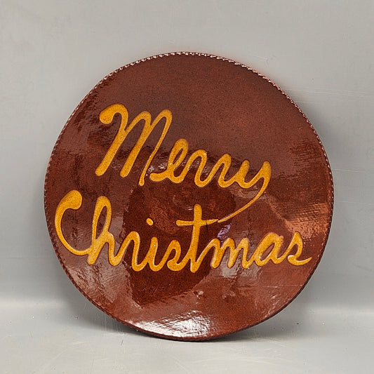 1984 Foltz Pottery "Merry Christmas" Redware Plate