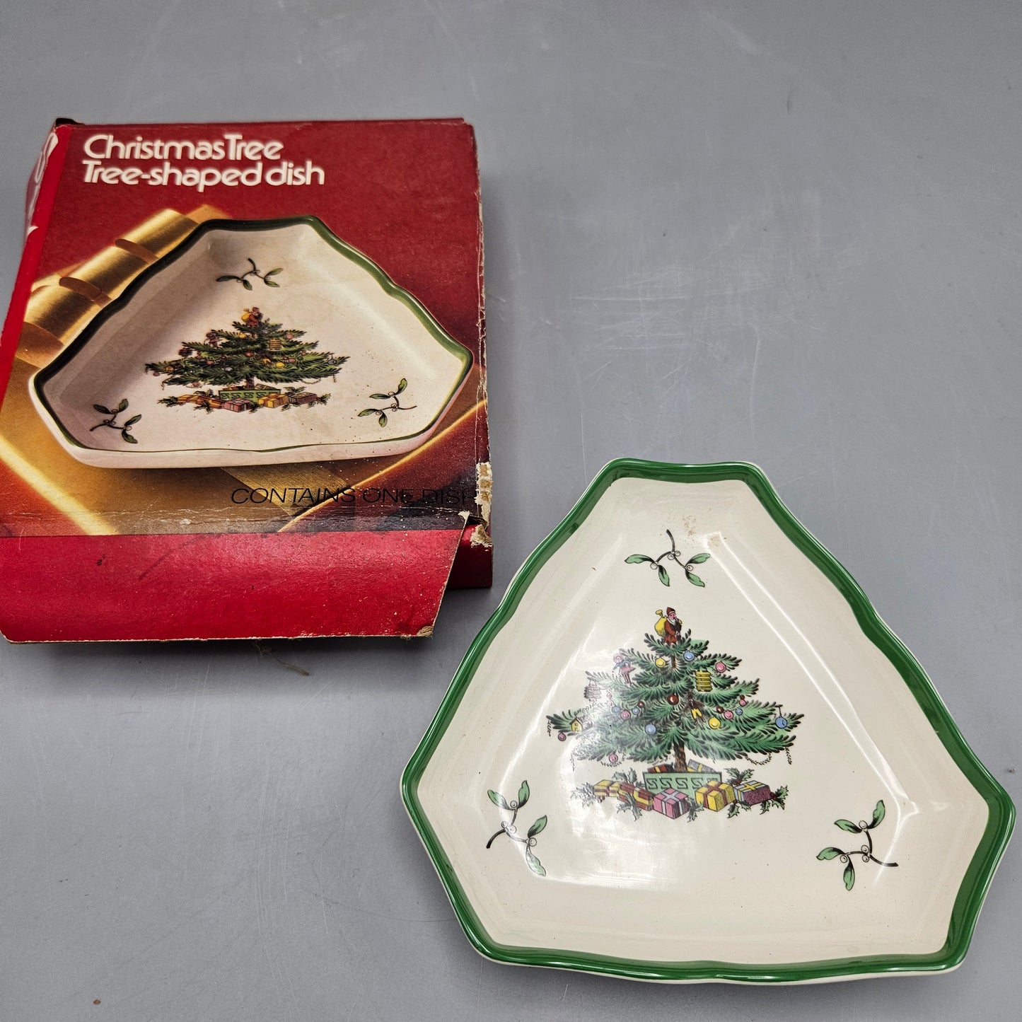 Spode Christmas Tree Triangular Dish In Original Box