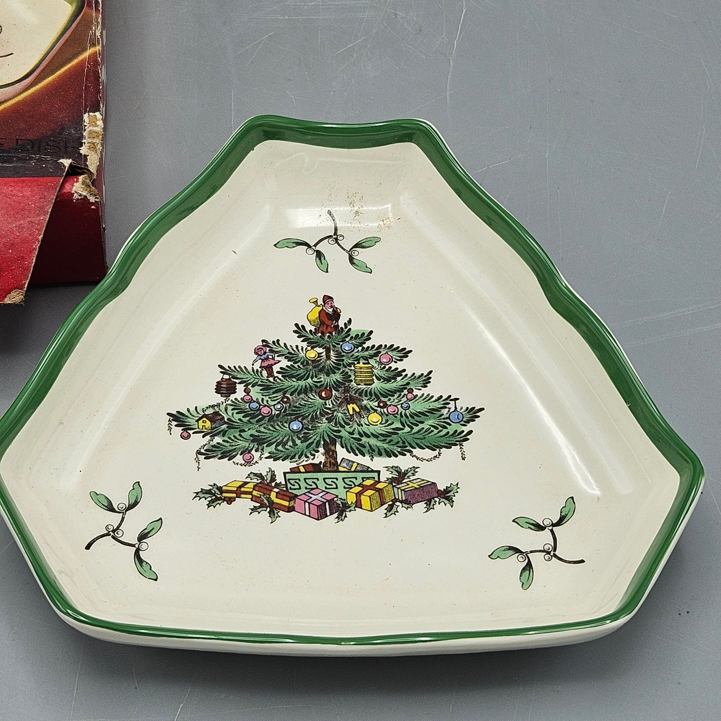 Spode Christmas Tree Triangular Dish In Original Box