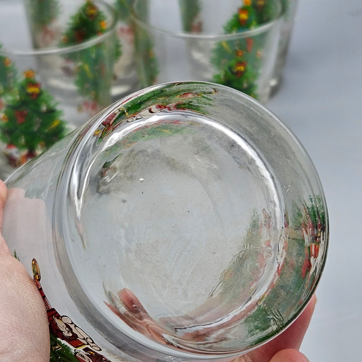 Vintage Anchor Hocking "Holiday Magic" Christmas Tree Old Fashioned Tumblers - Set of Eight