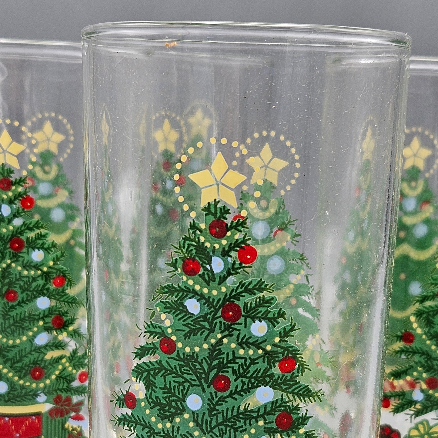 Vintage Home Interiors Christmas Tree Highball Glasses - Set of Six