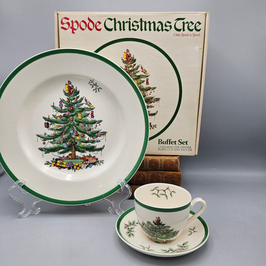 Vintage Spode Christmas 3 Piece Buffet Place Setting in Original Box