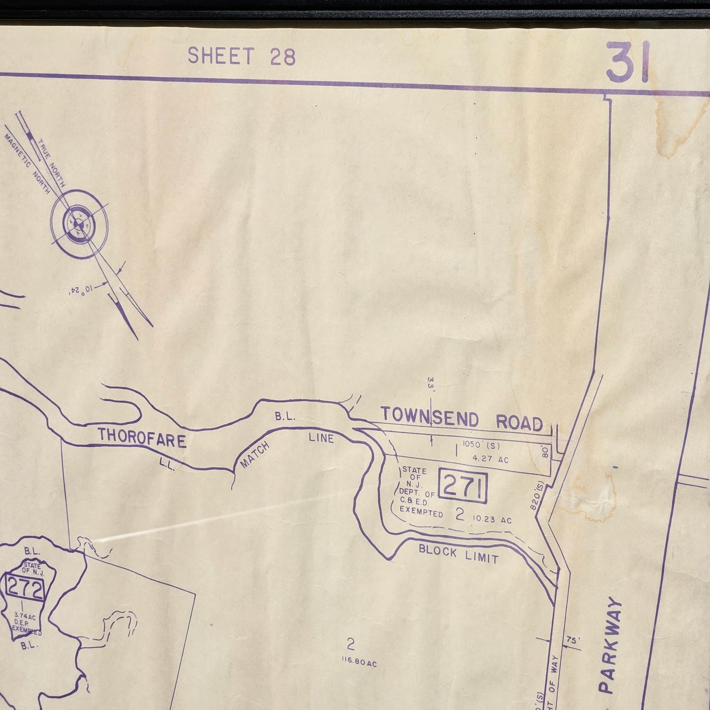 Sea Isle City New Jersey, 1980's Blue Print Tax Map