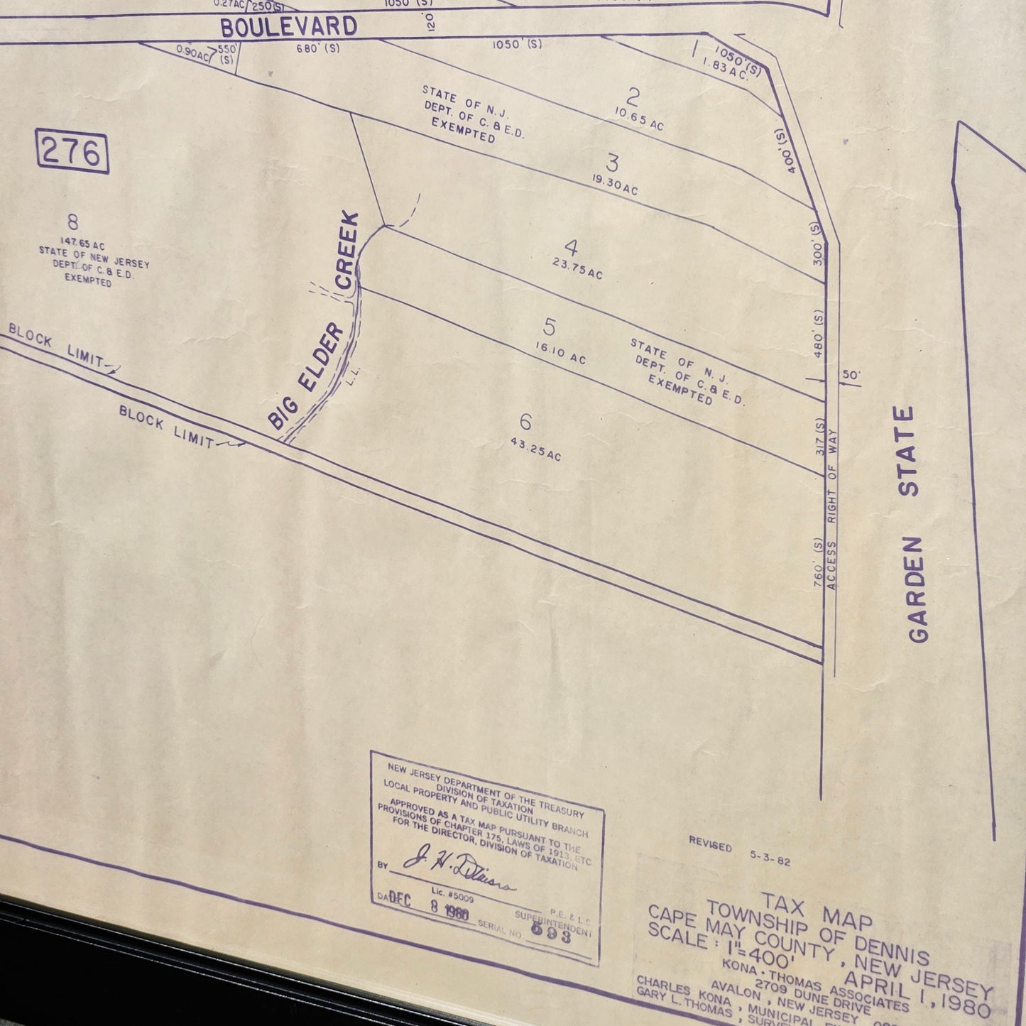 Sea Isle City New Jersey, 1980's Blue Print Tax Map