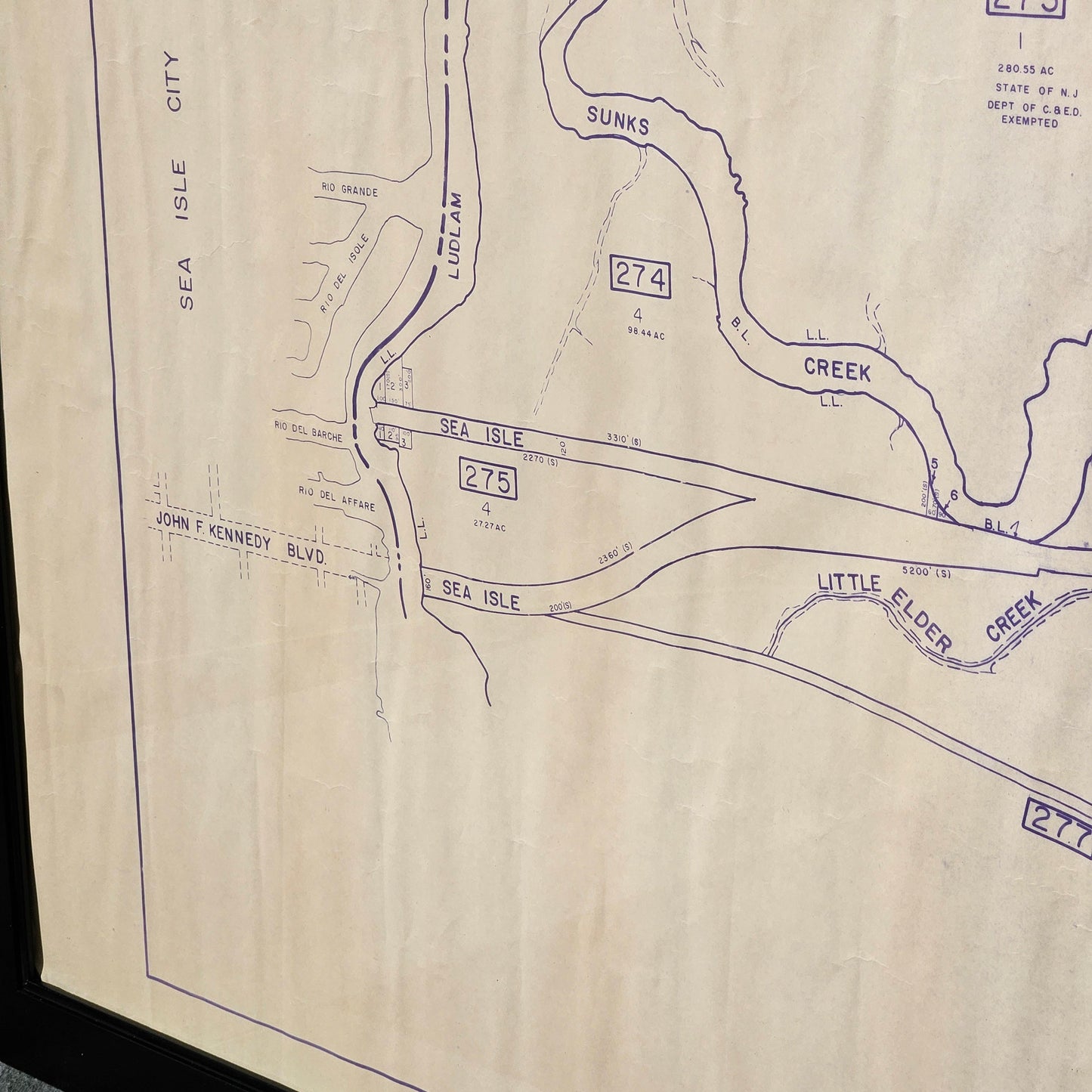 Sea Isle City New Jersey, 1980's Blue Print Tax Map