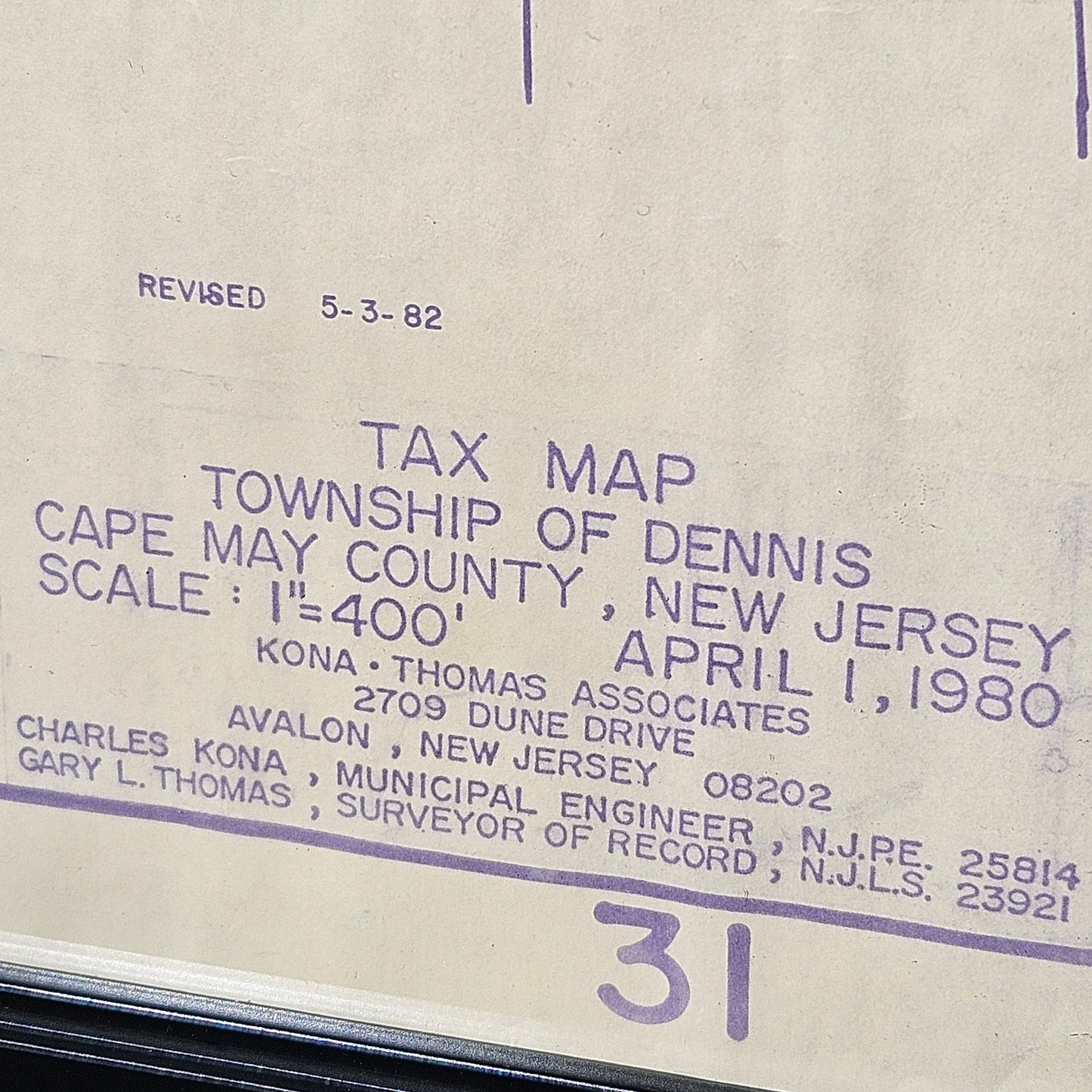 Sea Isle City New Jersey, 1980's Blue Print Tax Map