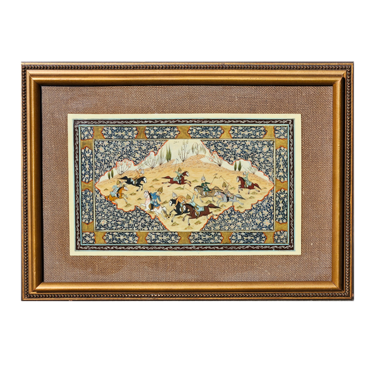 Framed Persian Miniature Painting "The Tournament"