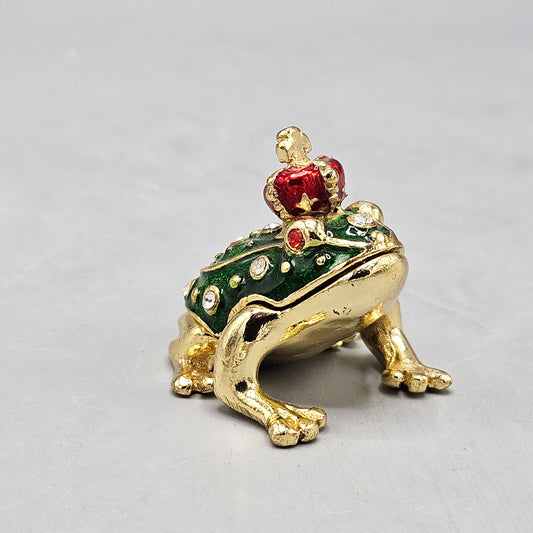 Jay Strongwater Style Enamel Frog Prince Box