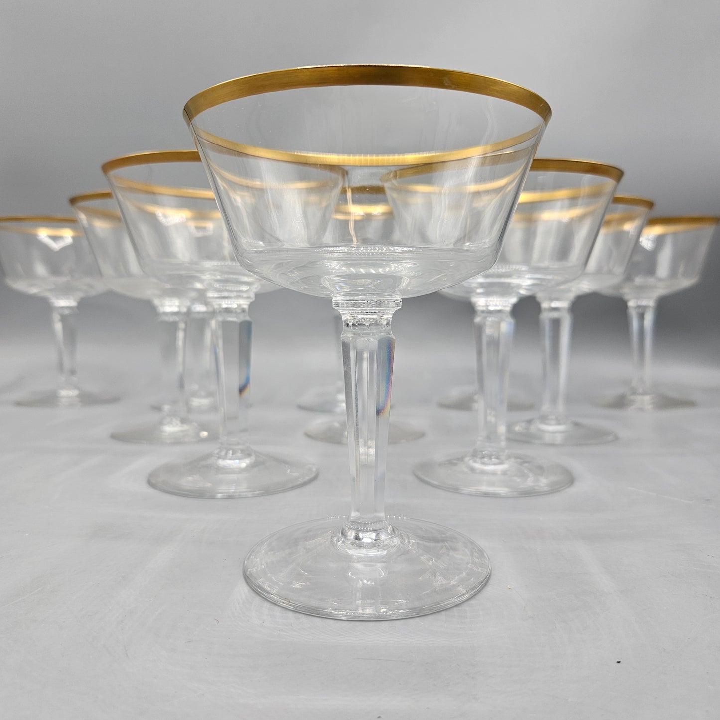 Set of 11 Eternal Champagne Glasses with Gold Trim by Lenox