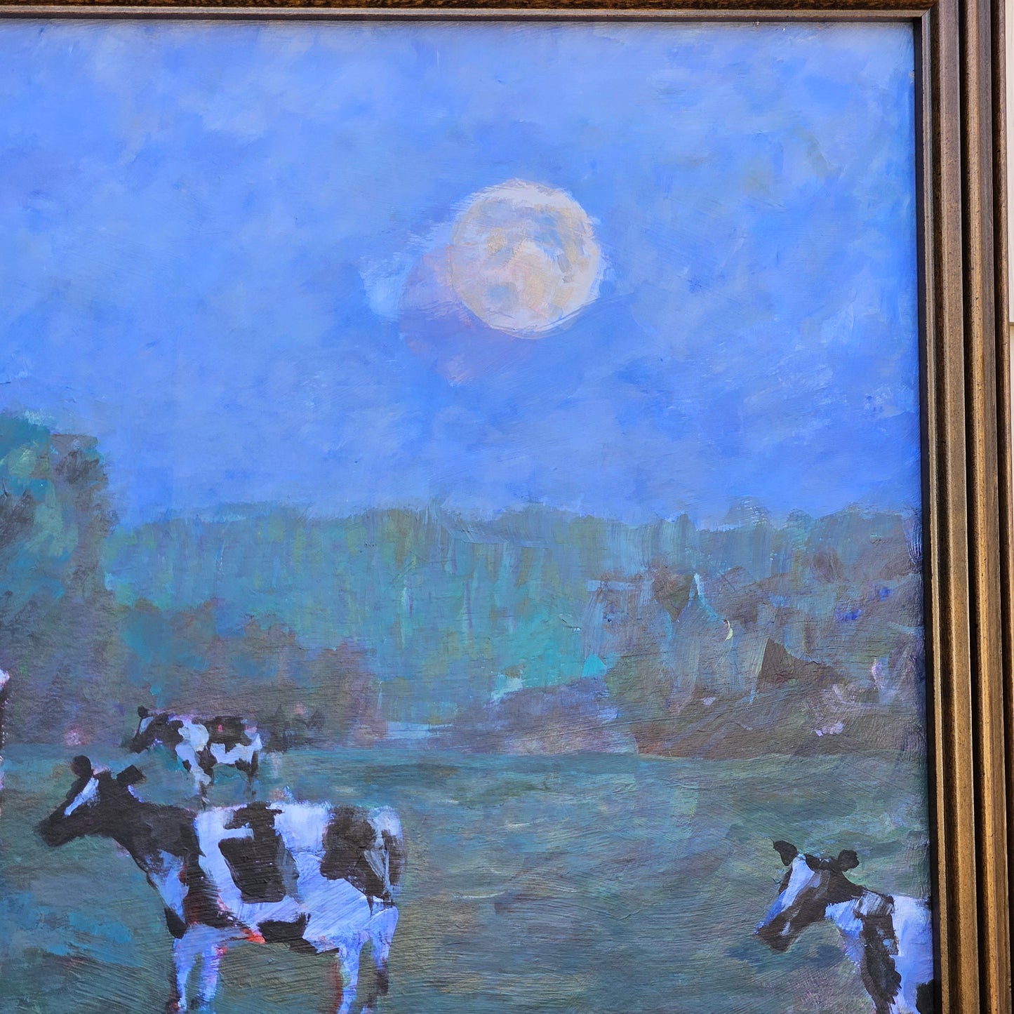 1990 John Suplee "Enchanted Evening" Oil on Board Cow Painting