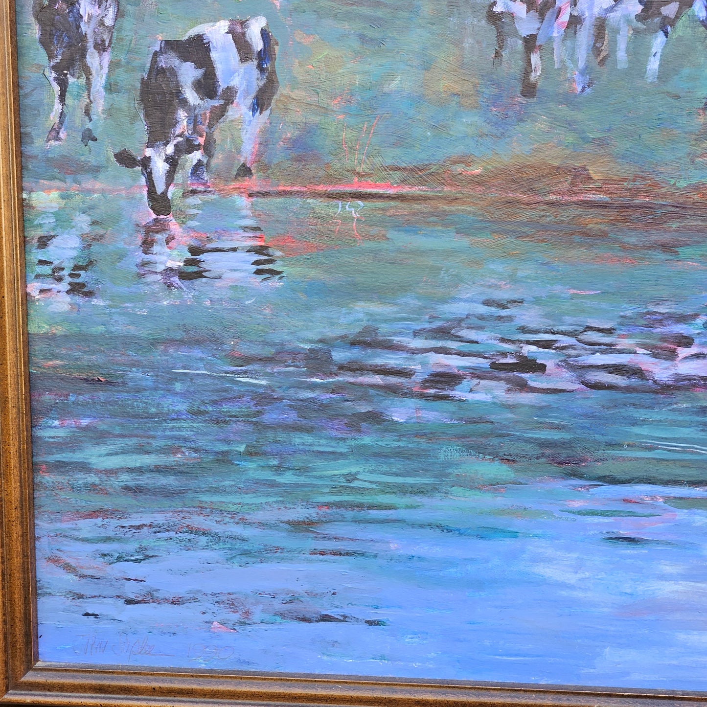 1990 John Suplee "Enchanted Evening" Oil on Board Cow Painting