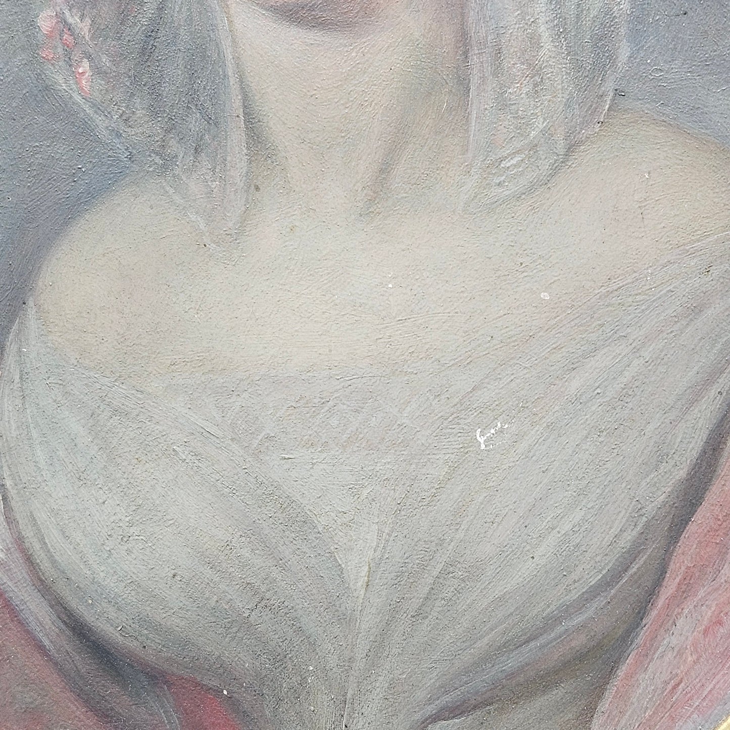 Antique Oil on Board Portrait of a Woman in Oval Frame