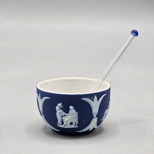 Antique Wedgwood Cobalt Blue Jasperware Miniature/Toy Open Salt