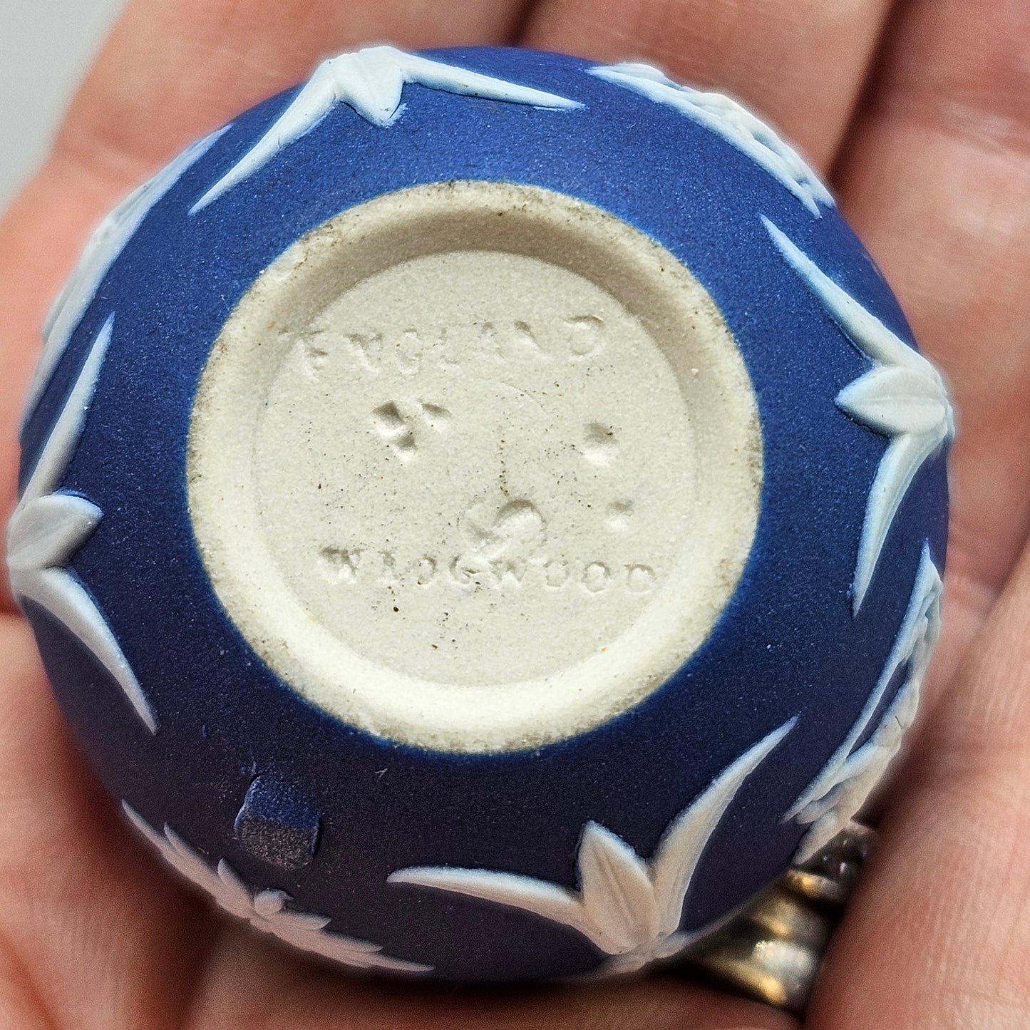 Antique Wedgwood Cobalt Blue Jasperware Miniature/Toy Open Salt