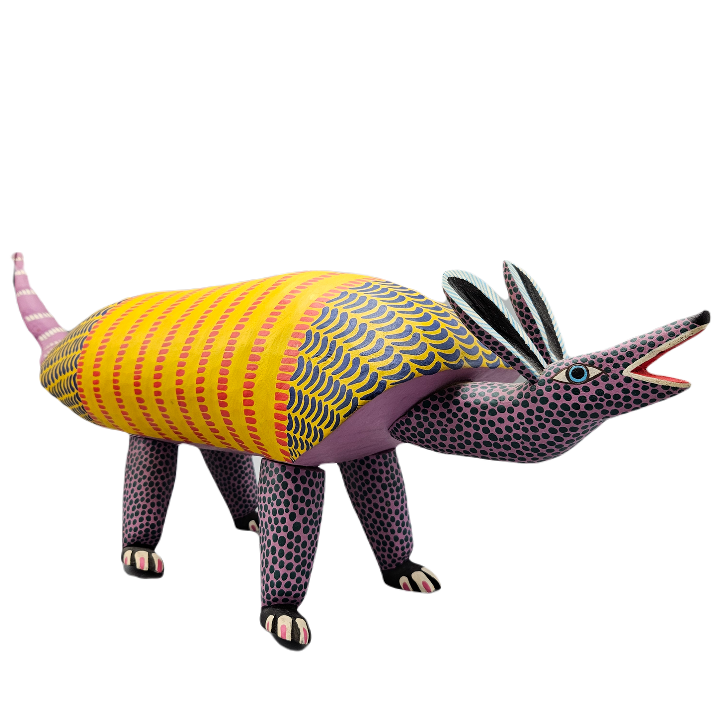 Jose & Evaristo Hernandez Mexican Folk Art Wood Carving Armadillo