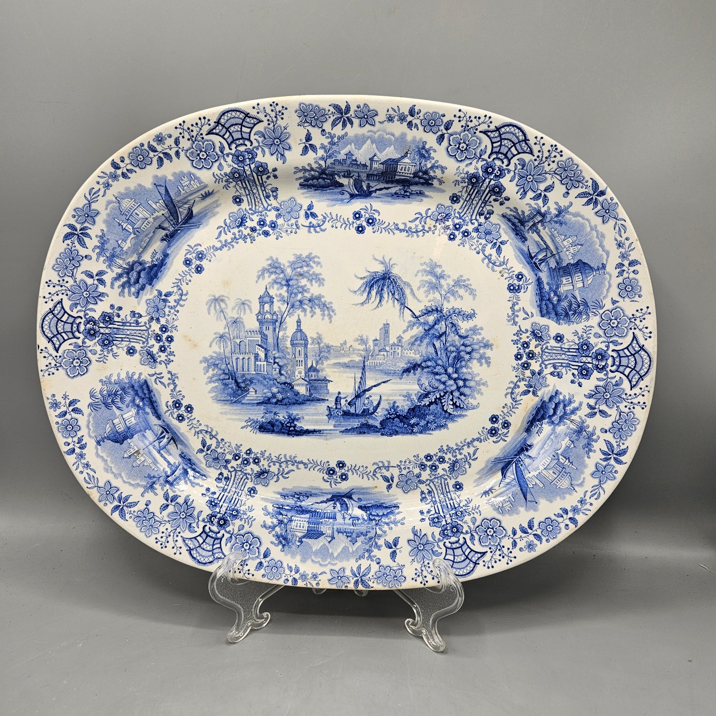 William Ridgeway & Co Blue Staffordshire Transferware "Marmora" Platter