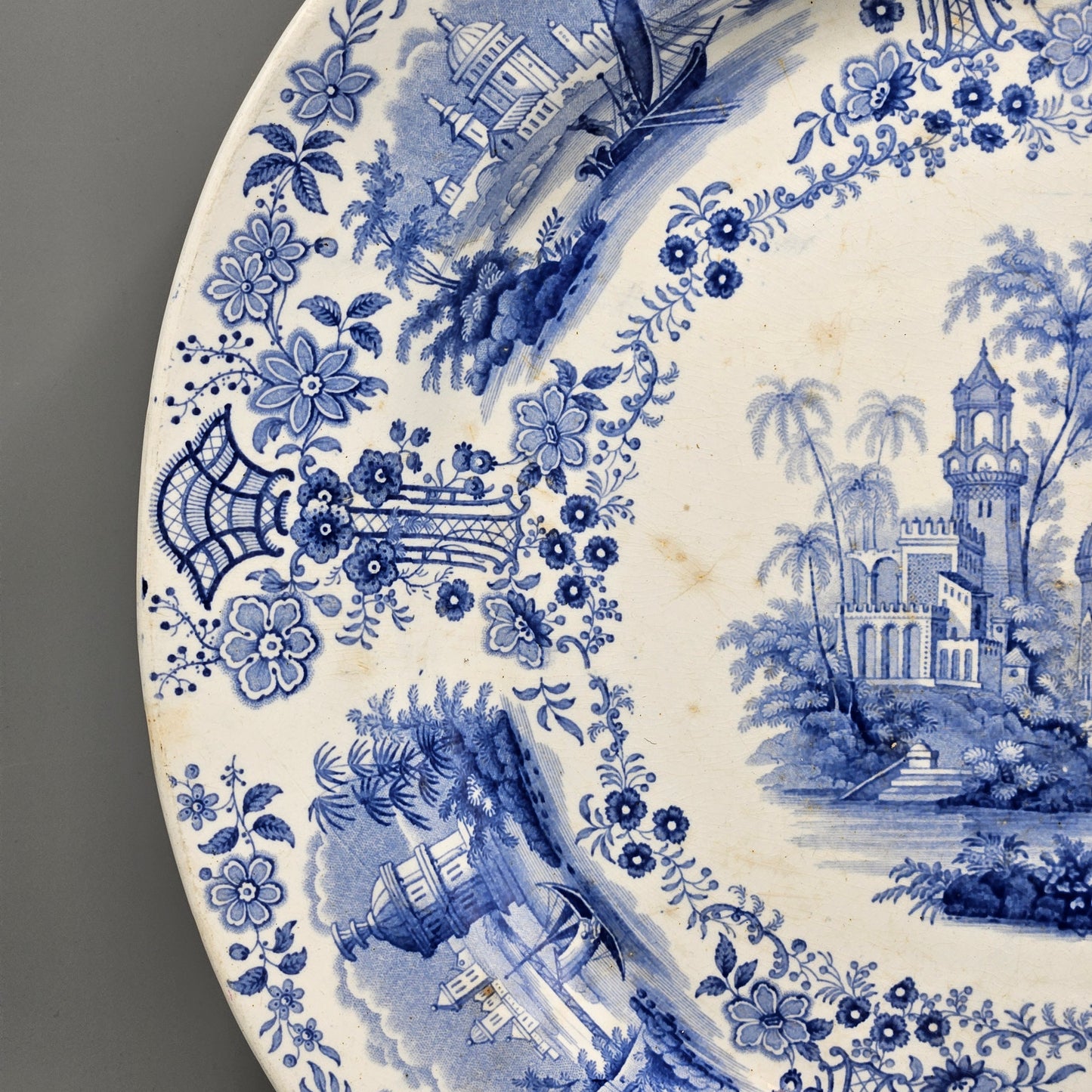 William Ridgeway & Co Blue Staffordshire Transferware "Marmora" Platter