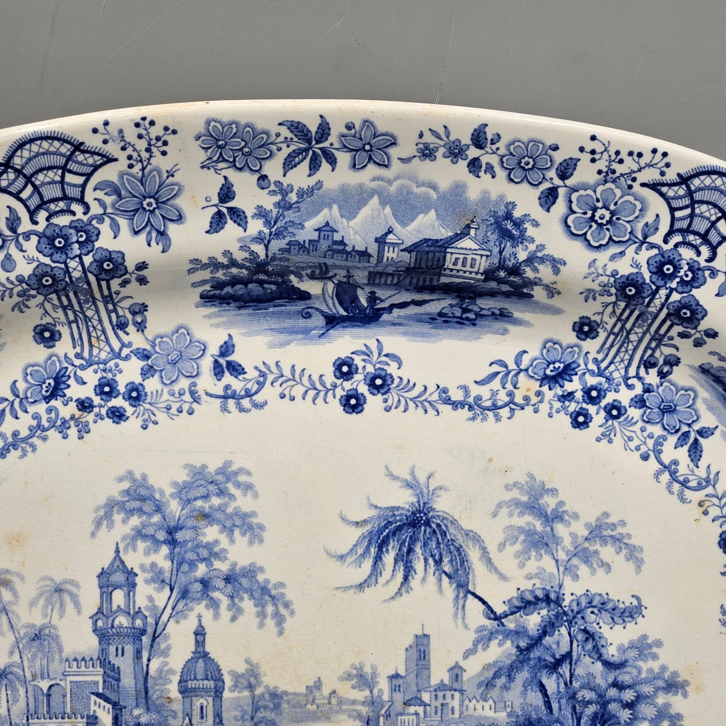 William Ridgeway & Co Blue Staffordshire Transferware "Marmora" Platter