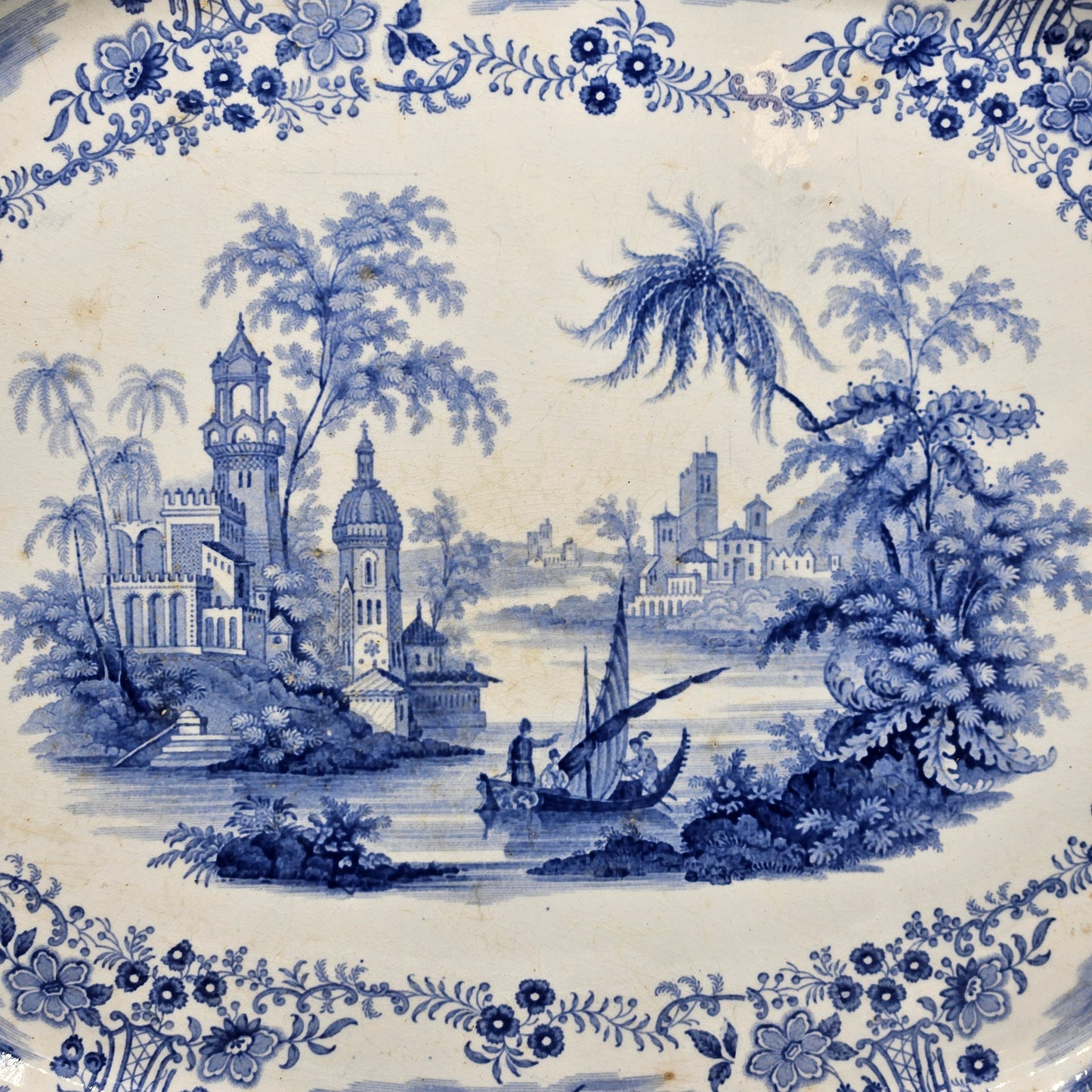 William Ridgeway & Co Blue Staffordshire Transferware "Marmora" Platter