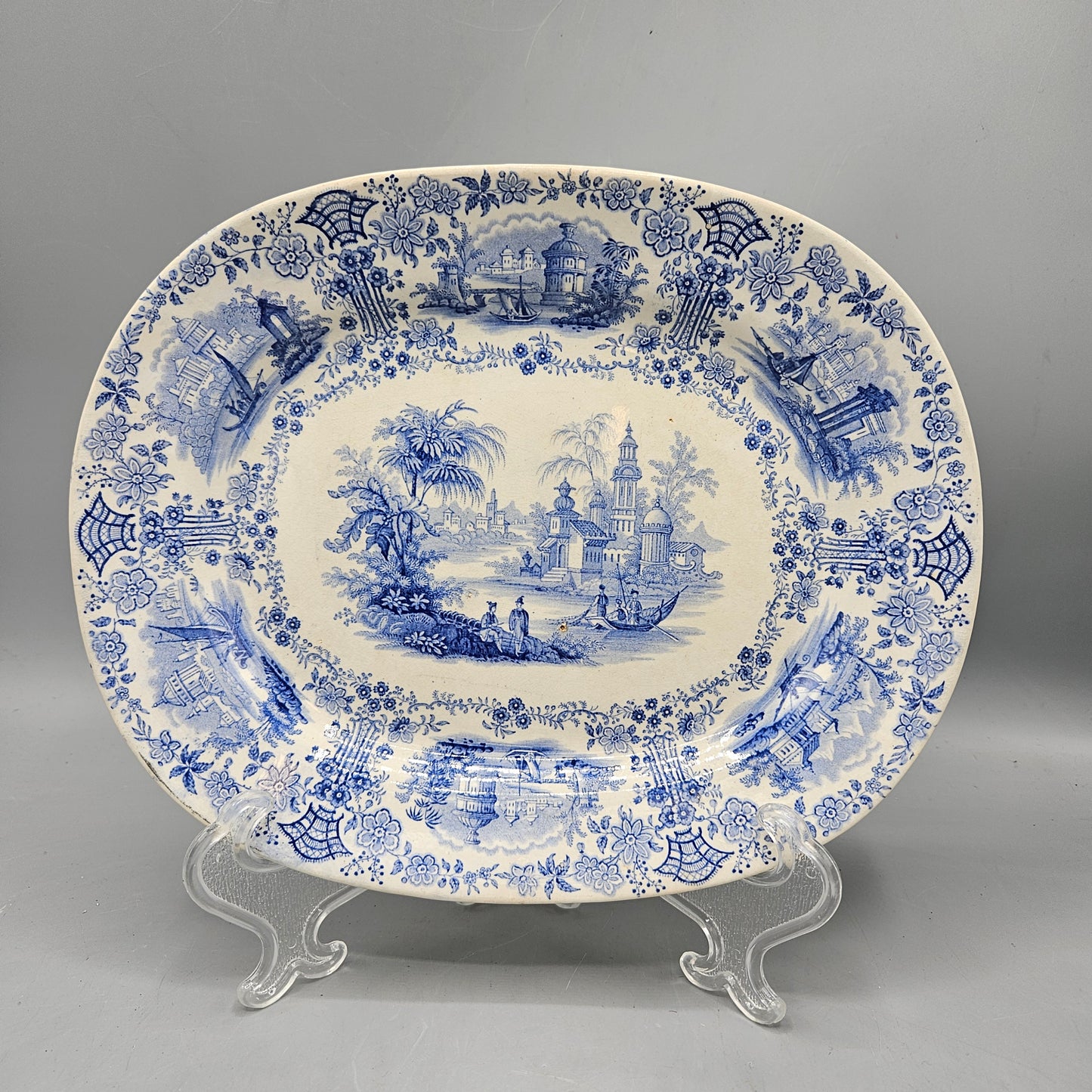 William Ridgeway & Co Blue Staffordshire Transferware "Marmora" Platter