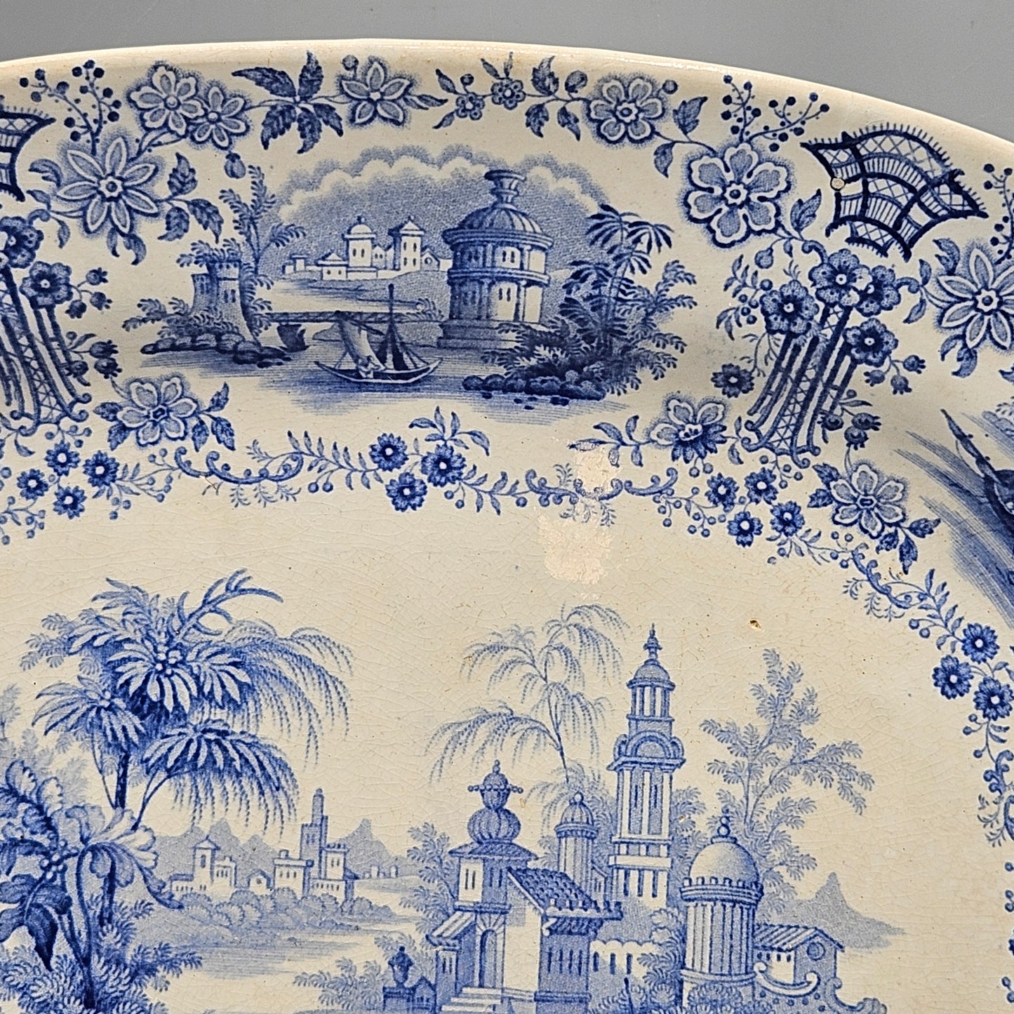 William Ridgeway & Co Blue Staffordshire Transferware "Marmora" Platter