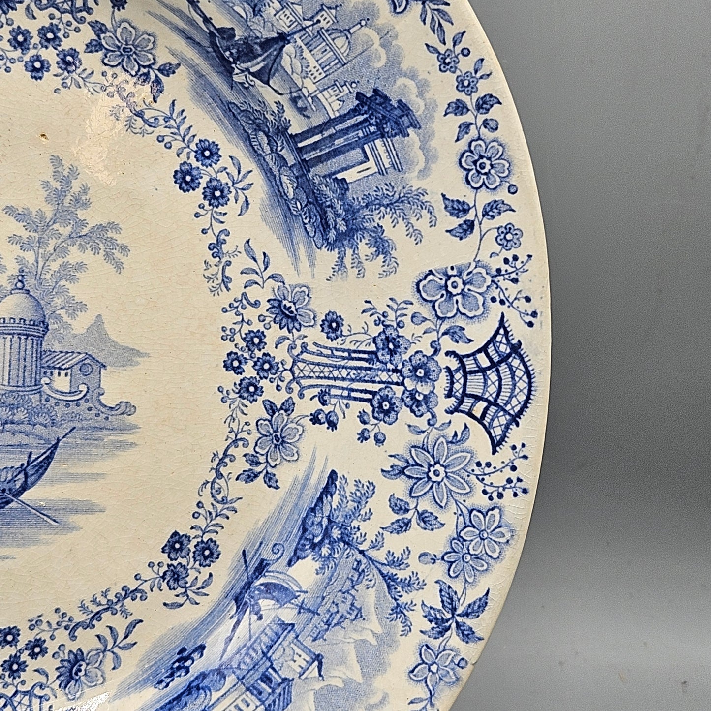 William Ridgeway & Co Blue Staffordshire Transferware "Marmora" Platter