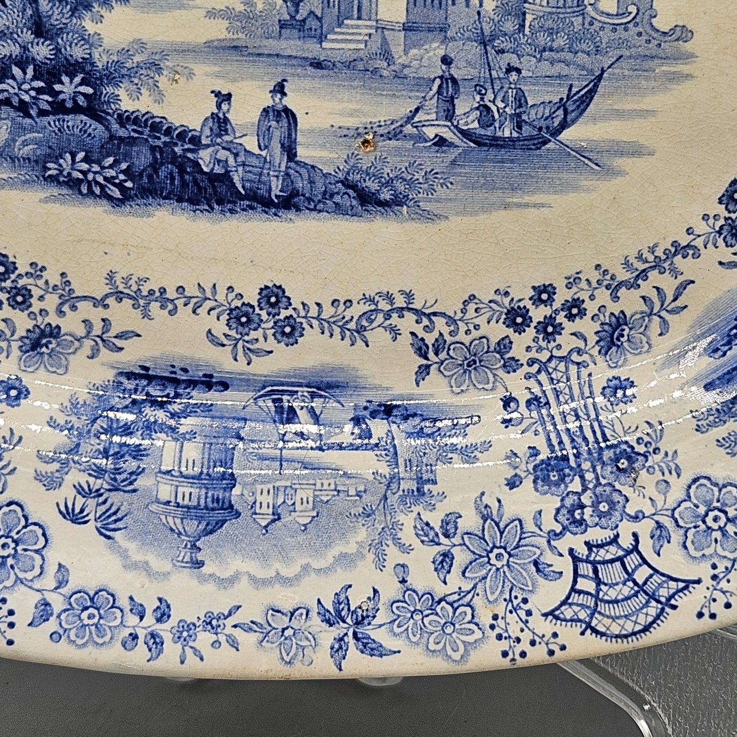 William Ridgeway & Co Blue Staffordshire Transferware "Marmora" Platter