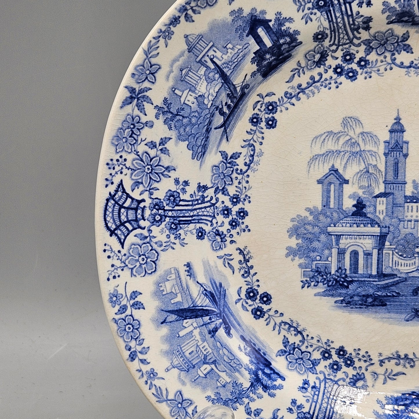 William Ridgeway & Co Blue Staffordshire Transferware "Marmora" Platter